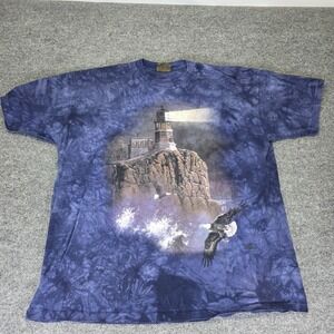 Vintage The Mountain Tie Dye Lighthouse Eagle USA TShirt Men's Size XXL AOP